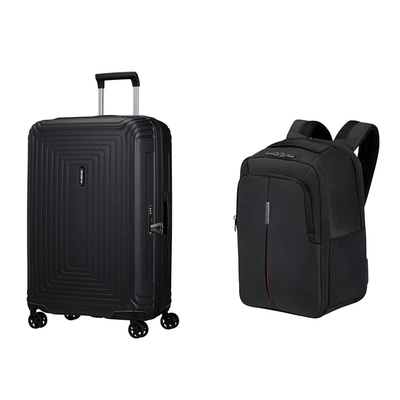 Samsonite Neopulse & Guardit 3.0 - Suitcase, 70 cm, 69 L & Ryanair Cabin Bag with Laptop Compartment 14.1", 25 x 20 x 40 cm, 24 L - Business Travel Set - Black/Graphite