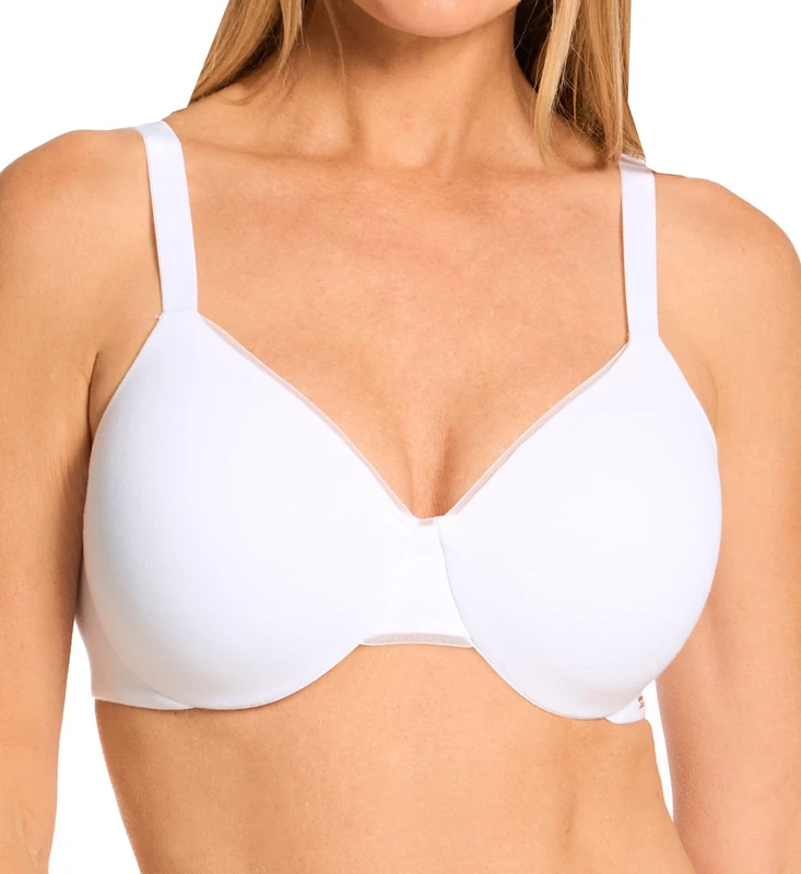 Bali Women's T-Shirt, Cotton Collection Underwire Bra, Full Coverage, Moisture-Wicking, White, 34D