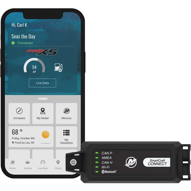 MERCURY Marine SmartCraft Connect Mobile - Outboard Connected Boat Engine System for 1-4 Engines, Under Helm Mount App
