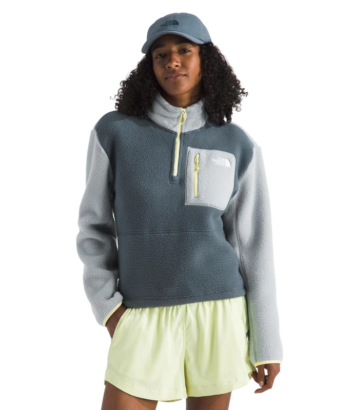 The North Face Women's Yumiori 1/4 Zip Sweatshirt, Granite Grey/Frost Grey, XL
