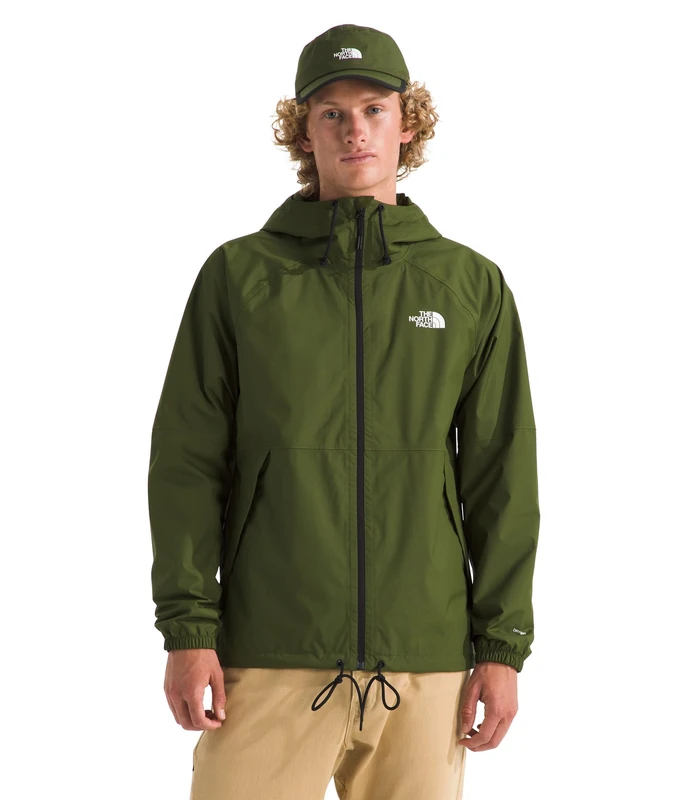 The North Face Men’s Antora Rain Hooded Jacket - Waterproof, Windproof, Breathable - DryVent Shell - Recycled Materials - GREEN, L