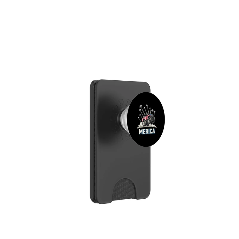 Merica' American Monster Truck Patriotic, 4th of July Plane PopSockets PopWallet for MagSafe