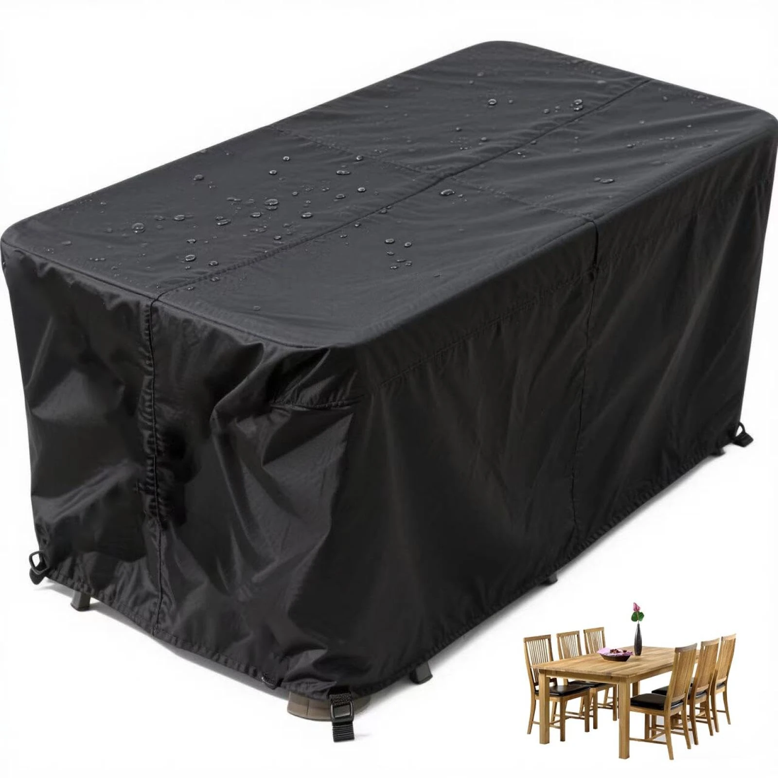 PVPQPR Garden Furniture Cover Waterproof 120x80x68cm Outdoor Furniture Covers Waterproof Square/Rectangular Patio Furniture Table Set Cover Heavy-Duty Outdoor Covering - Black