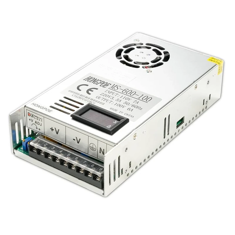 600W 0-100V DC Switching Power Supply, Industrial Transformer PSU AC to DC 0-100V Adapter Converter for LED Light Strip CCTV Camera Radio Audio Amplifier CNC 3D Printer (MS-600V100V6A)