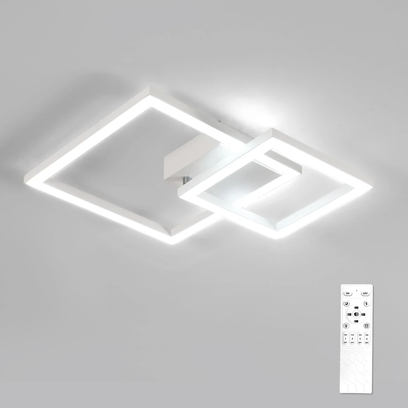 Osairous LED Ceiling Lights Dimmable, 34W Ceiling Light with Remote Control, 350° Rotatable Square Ceiling Lamp LED 3000K-6500K for Living Room,Bedroom, Kitchen, White 51CM