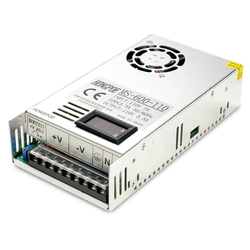 600W 0-110V DC Switching Power Supply, Industrial Transformer PSU AC to DC 0-110V Adapter Converter for LED Light Strip CCTV Camera Radio Audio Amplifier CNC 3D Printer (MS-600V110V5A)