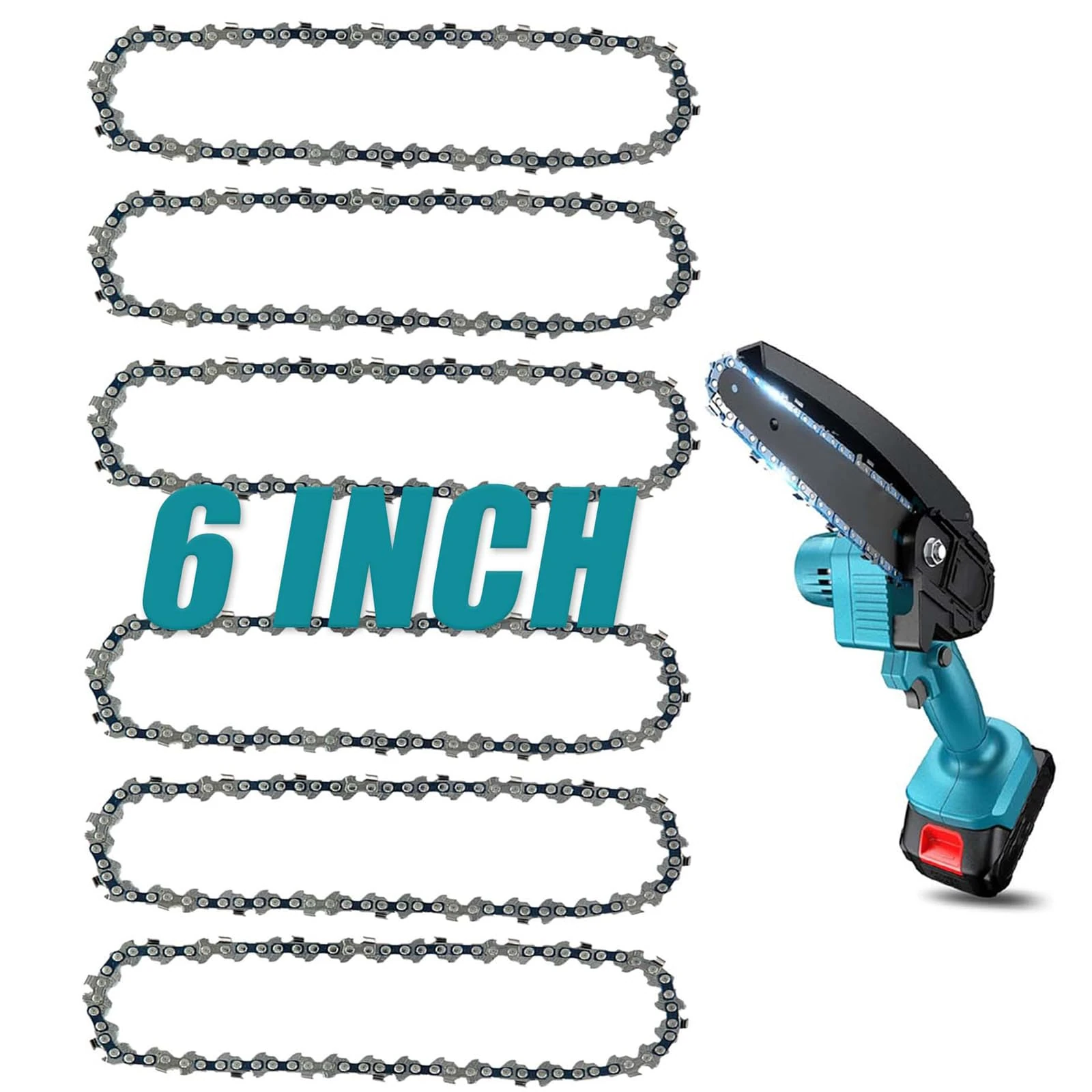 6 Inch Chainsaw Chain, 6 Pieces Replacement Chains for All 6-inch Cordless Electric Portable Mini Chainsaws, Durable Carbon 6Inch Chainsaw Chains for Pruning Shears and Wood Cutting