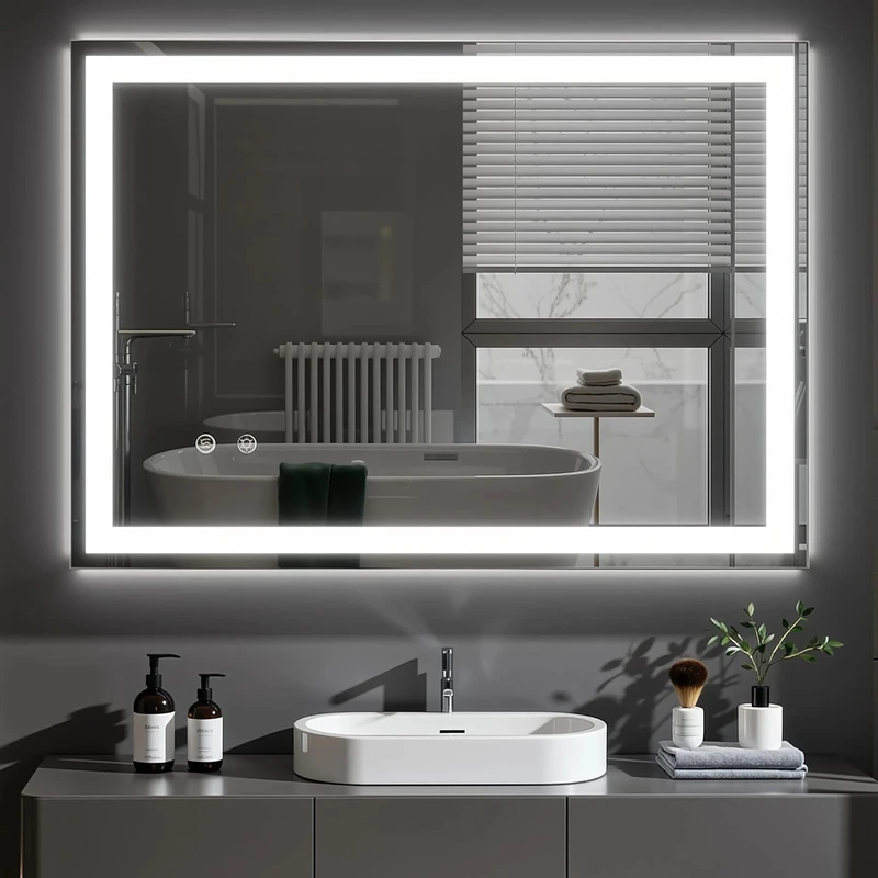Clevich Bathroom Mirror with LED Lights 50x70/60x80/60x100cm, Anti-Fog, Wall Mounted Vanity Mirror with Memory, 3 Colour Dimmable, Touch Control, Explosion-Proof Glass, IP44 Waterproof (60L x 80W cm)