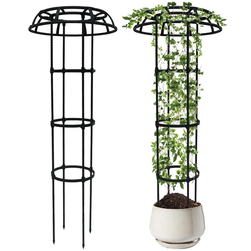 65 Inch Garden Trellis for Climbing Plants Outdoor, Mushroom Top Trellis for Potted Plants, Vines, Roses, Clematis, and Vegetables, Plant Trellis Support 2 Pack