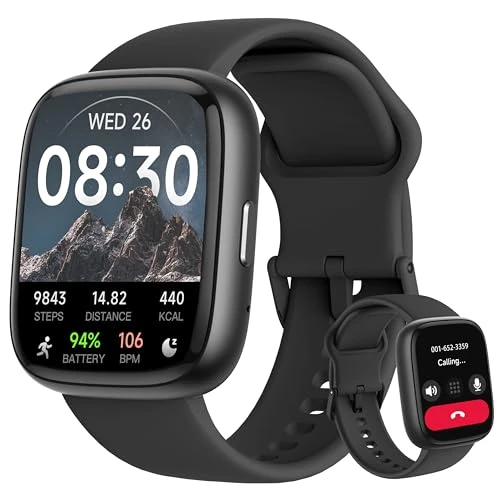 Smart Watch, Alexa Built-in, Answer/Make Calls 44mm Smartwatch Women Men, 1.83'' Sports Watch IP68 Waterproof, Heart Rate SpO2 Sleep Stress Monitor, Step Counter Watch for Android & iOS Phone