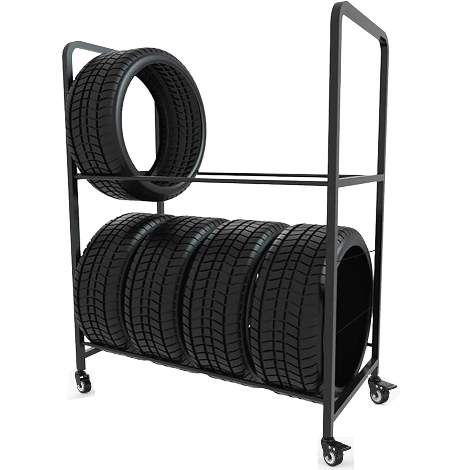 SaryEdge Tire Rack for Garage Floor, Tire Wheel Storage Rack for Home Garage Shop, Rim Wheel Weights Storage Rack of Tire Shops, Wheel Organizer Holder(