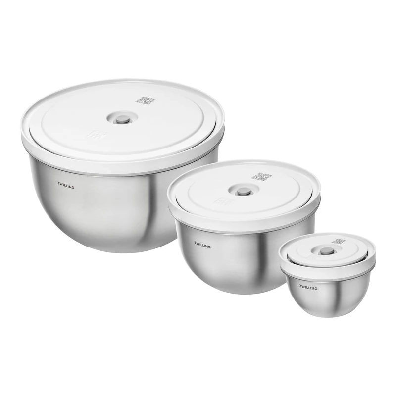ZWILLING Fresh & Save BOWLS Vacuum Bowl Set Stainless Steel 6-Piece Set S-12 cm M-18 cm L-24 cm