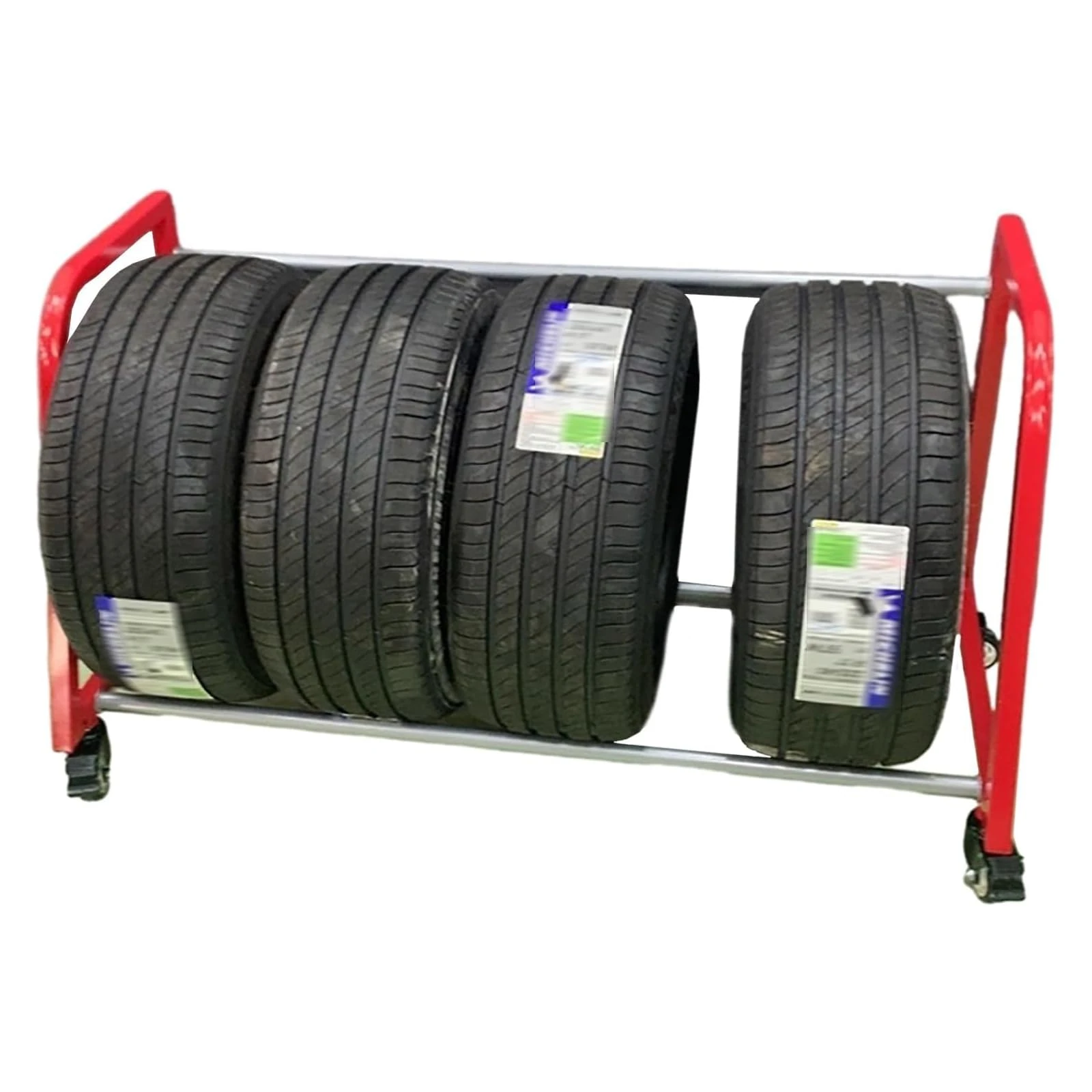 SaryEdge Tire Storage Rack - Sturdy Metal Vertical Garage Tyre Rack for Easy Storage & Display - Rolling Multi-Tire Stand with Wheels - Spare Tire Support Holder(