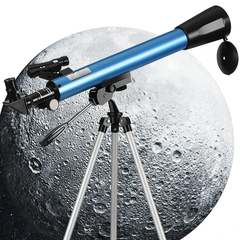 Telescope with Red Dot Finder, Multi-Coated Astronomical Telescope with 50mm Aperture for Kids and Beginners, Retractable Tripod, with Phone Adapter