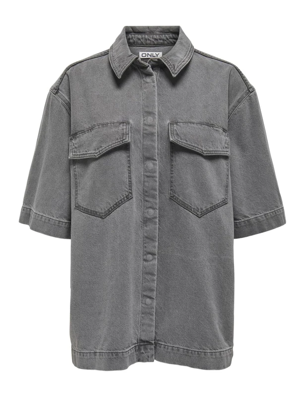 ONLY Onlsophie Oversize S/S DNM Shirt, Medium Grey Denim, XS