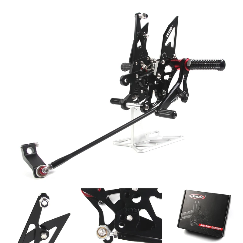 Arashi Version 2.0 Adjustable Rearsets for Yamaha FZ1 2006-2016, FZ8 2010-2013 Non-ABS, Black Rear Sets Footpegs Footrests Accessories