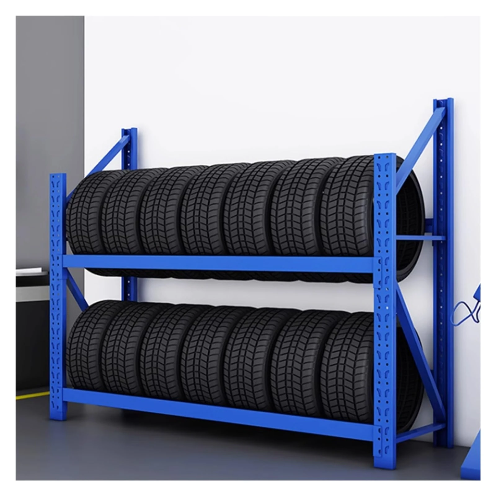 SaryEdge Metal Tyre Stand Display Rack for Basement/Workshop, 140cm Tall Heavy Duty Car Tire Storage Rack, Blue Tyre Racking System (Blue-150x60x140cm/59.1x23.6x55.1in