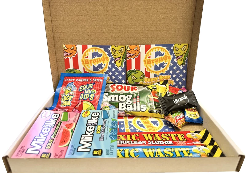 Super Sour Sweet Gift Box Hamper American Candy. Extreme Sour selection