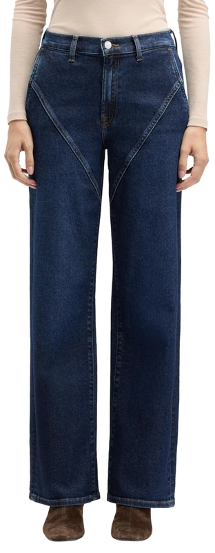 7 For All Mankind Women's Stovepipe Straight Bluecrest with Seamed Details Jeans, Dark Blue, 23W