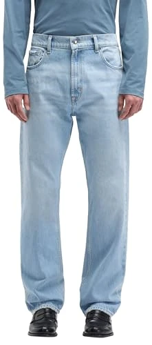 7 For All Mankind Men's Modern Straight Game Jeans, Light Blue, 28 W, 28W