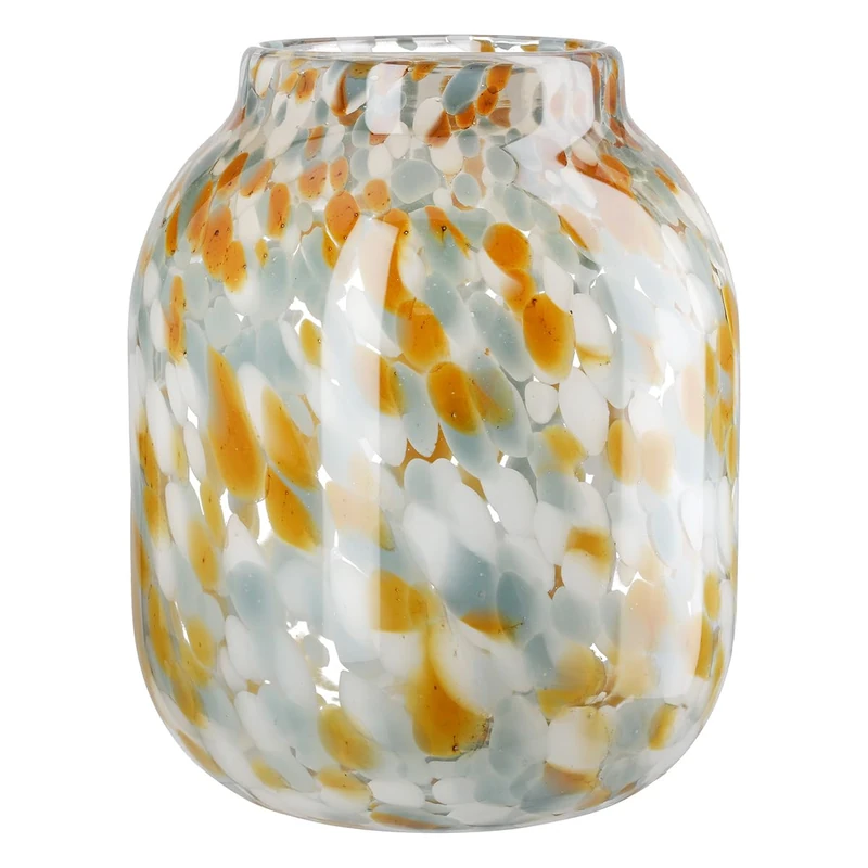 Glass Art Vase Joyce - Blue, Brown, Clear, White - Glass - Height 24 cm - Waterproof - Flower Vase