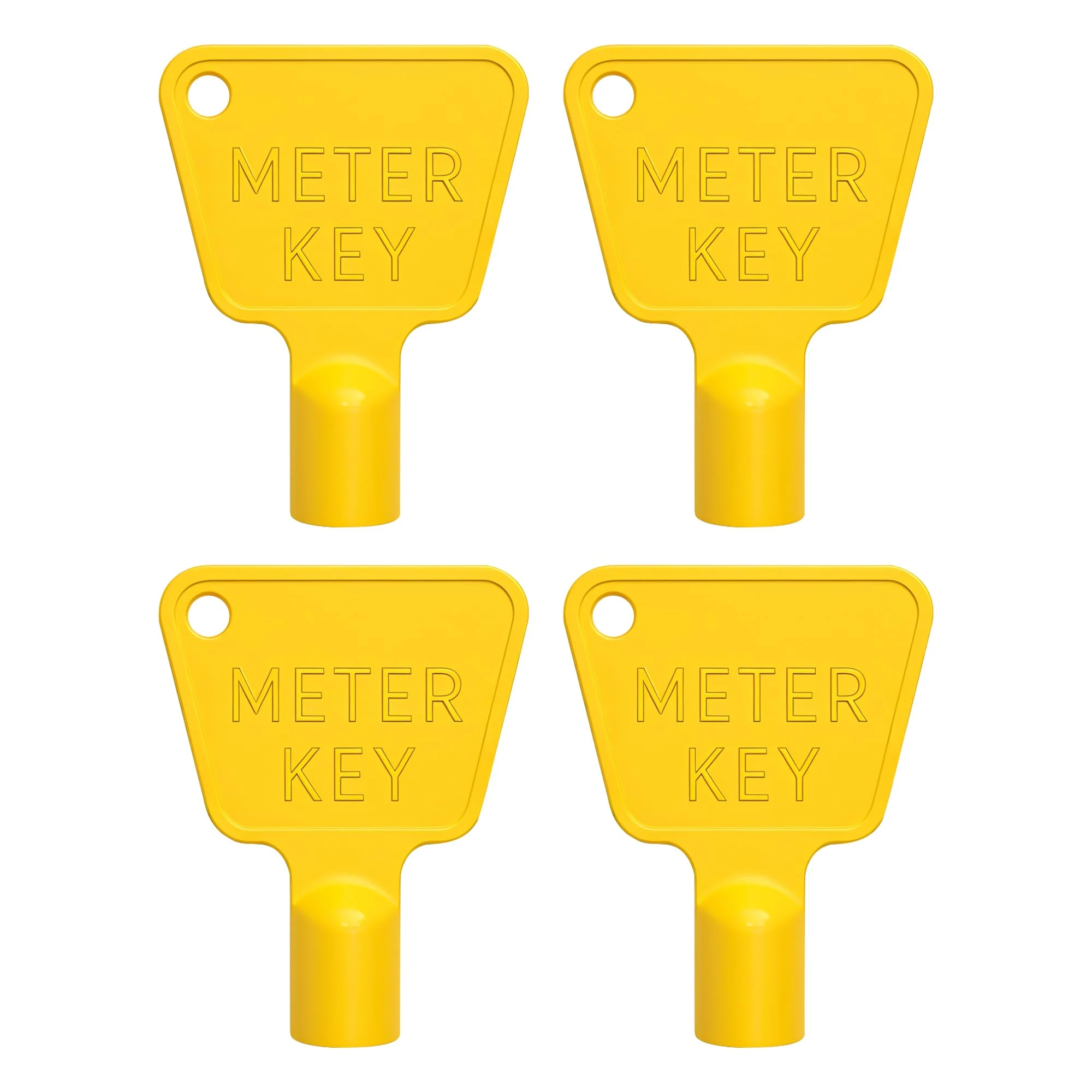Plastic Gas & Electric Meter Key (4 Pack) – Utility Meter Box Key with Triangle Socket – Yellow Durable Plastic Key for Cupboards, Bins & Meter Access