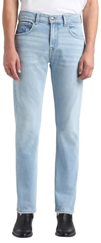 7 For All Mankind Men's Straight 32" Game Jeans, Light Blue, 28, 28W