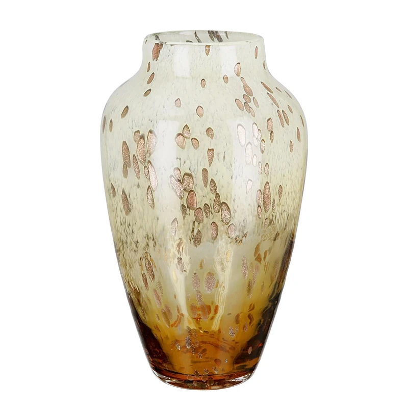 Glass Art Vase Ambrosio - Brown/Cream - Glass - Height 34 cm - Waterproof - Decorative Vase