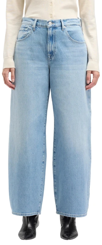 7 For All Mankind Women's Bonnie Curvilinear Seabreeze Jeans, Light Blue, 23W - Image 1