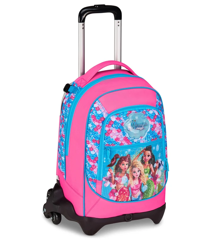 Seven Mermaid Magic Trolley Jack 3 Wheels, Fuchsia, Backpack with Detachable Trolley 33 Litres, for Elementary and Middle School, Girls, Fuchsia, Taglia unica, Casual
