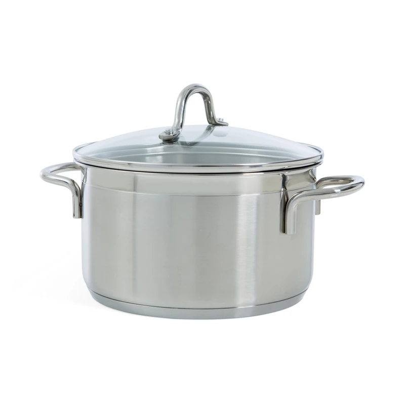 BK Vision 18/10 Stainless Steel Diameter 16 cm / 1.5 L Casserole with Glass Lid, Suitable for Induction Cookers, Oven Safe up to 220 °C, Dishwasher Safe, Highly Polished, Silver