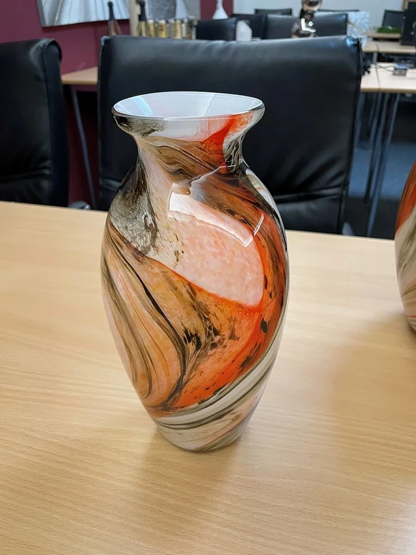 Glass Art Vase Smoky – Orange, Black, White – Glass Coloured – Height 33 cm – Waterproof Flower Vase