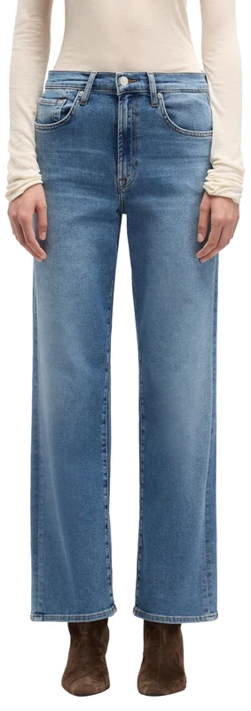 7 For All Mankind Women's Stovepipe Straight Oceanstone Jeans, Mid Blue, 49 De, 23W