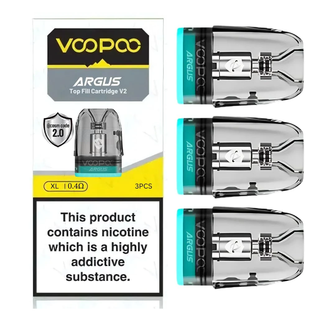 Voopoo Argus Pods Top Fill v2 (0.4 XL V2) - 3 Pack - Available in (0.4,0.7,1.0Ω), Compatible with Full Voopoo Argus Pod Kits Series - No Nicotine (0.4 XL V2)