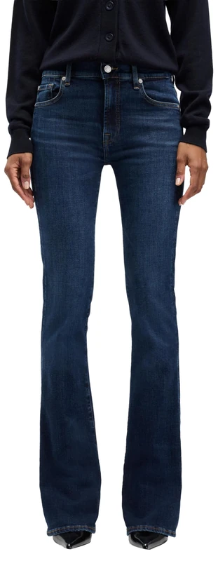 7 For All Mankind Women's Bootcut Midnight Fade with Embellished Squiggle Jeans, Dark Blue, 23W
