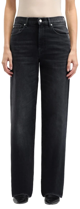 7 For All Mankind Women's Stovepipe Straight Bottomline Jeans, Black, 23W