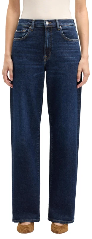 7 For All Mankind Women's Stovepipe Straight Bluecrest Jeans, Dark Blue, 49 De, 23W