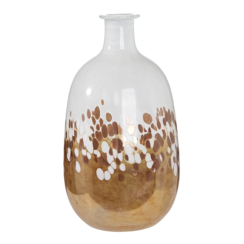 Vesuvio Glass Art Vase, White, Glass Dyed, Height 33 cm, Waterproof Table Vase