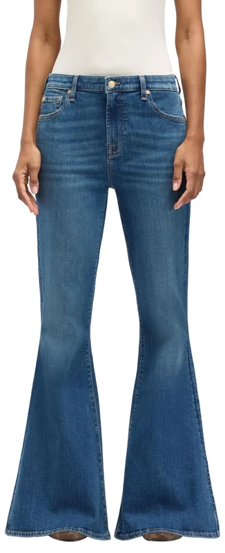7 For All Mankind Women's Bell Retro Fade Jeans, Mid Blue, 23W
