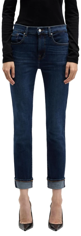 7 For All Mankind Women's Relaxed Skinny Midnight Fade Jeans, Dark Blue, 23W