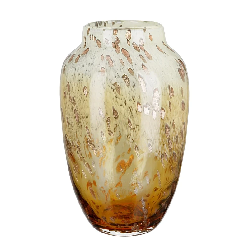 Glass Art Vase Ambrosio - Brown/Cream - Glass - Height 29 cm - Waterproof - Decorative Vase