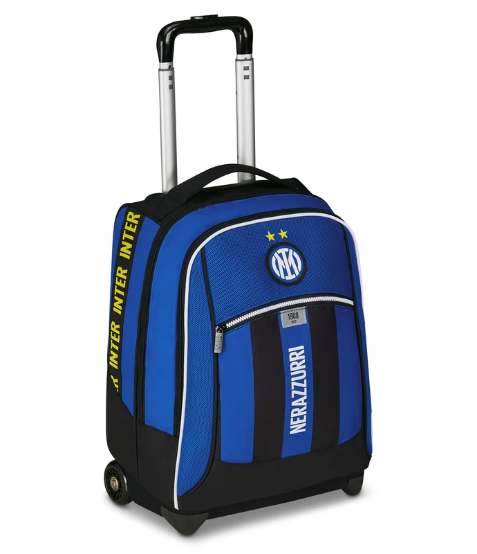 Seven Inter Big Trolley Football School Fixed, Blue, 2 in 1, Double Use, Trolley and Backpack, Elementary School, Child, blue, Taglia unica, Casual