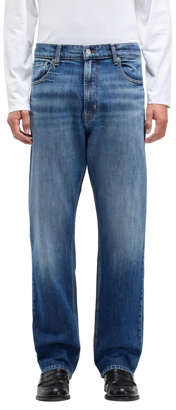 7 For All Mankind Men's Modern Straight Spectrum Jeans, Mid Blue, 28, 28W