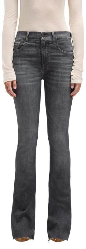 7 For All Mankind Women's Rocker Bootcut Raw Cut Jeans - Black