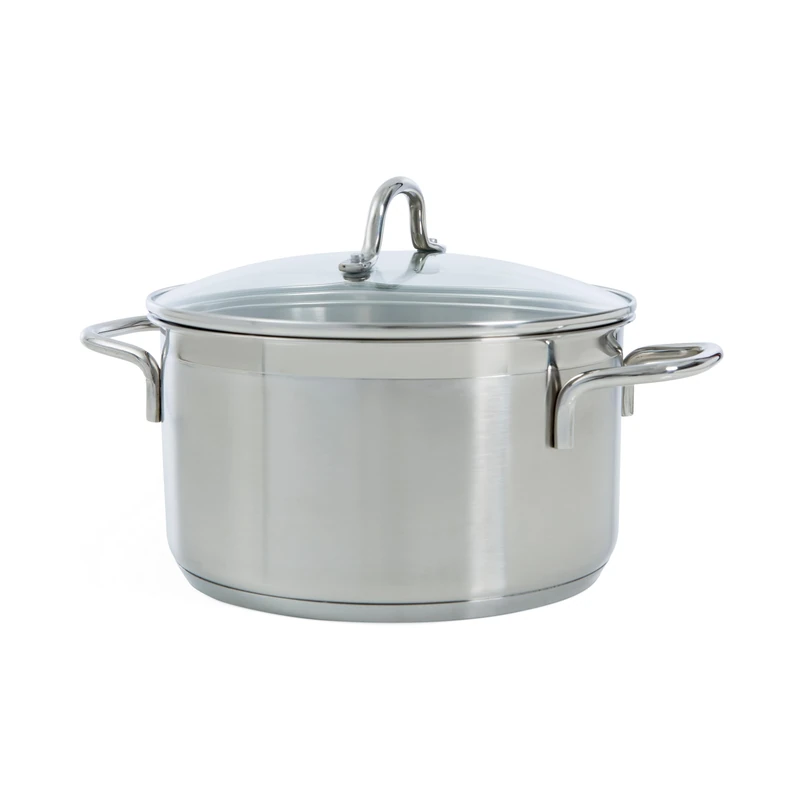 BK Vision 18/10 Stainless Steel Casserole Dish with Glass Lid Diameter 20 cm / 2.5 L Suitable for Induction Cookers Oven Safe up to 220 °C Dishwasher Safe Highly Polished Silver