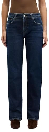 7 For All Mankind Women's Calie Straight Bluecrest Jeans, Dark Blue, 27 W