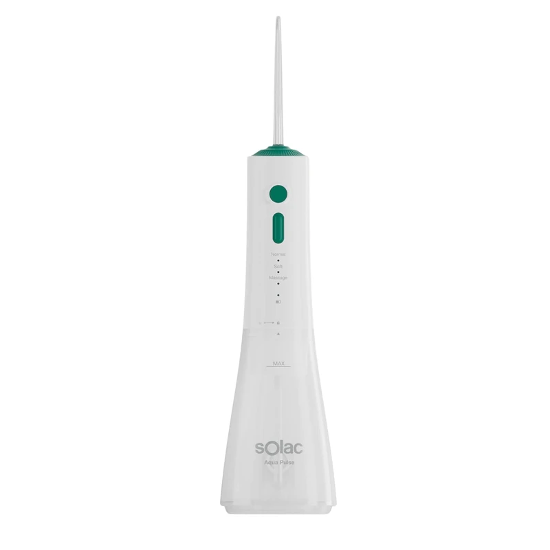 Solac Aqua Pulse Dental Irrigator | 320 ml Tank | 120 pulses/min | 3 Levels Pressure | Rechargeable Battery | 360º Head | 2 nozzles | Auto Off