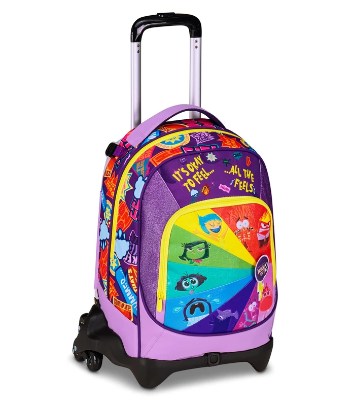 Seven Inside Out 2 Trolley Jack 3 Wheels, Purple, 3 in 1, Triple Use Backpack with Detachable Trolley, 33 L, Elementary School, Girl, purple, Taglia unica, modern