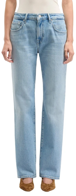 7 For All Mankind Women's Calie Straight Seabreeze Jeans, Light Blue, 49 De, 23W