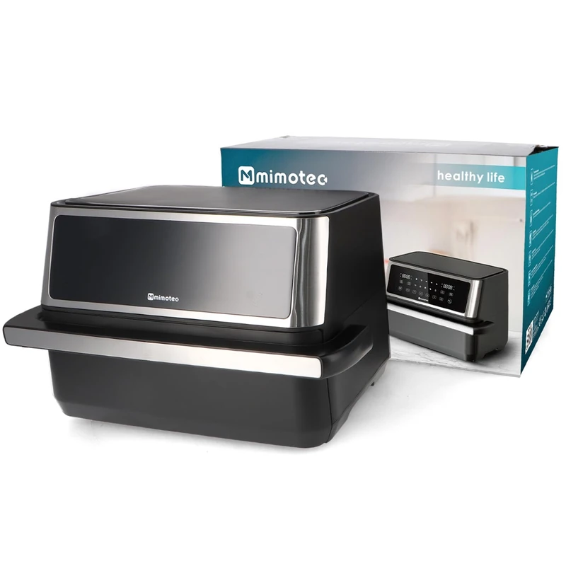 M mimotec Double Touch Air Fryer 11L (5.5+5.5L) - Oil Free Dual Air Fryer, 2850W, 10 Menus, Touch Screen, 60 Minute Adjustable Timer, 80-200°C, Easy and Healthy Cooking
